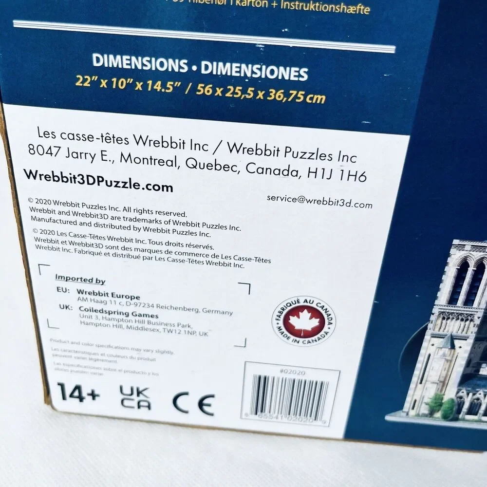 Wrebbit 3D Notre-Dame de‎ Paris 830 Piece 3D Jigsaw Puzzle
